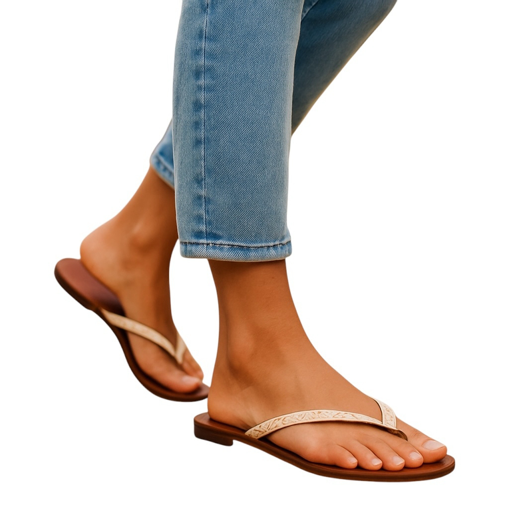 American Eagle Flip Flop Crochet Sandals Womens 9.5-10 Tan Thong Summer Casual